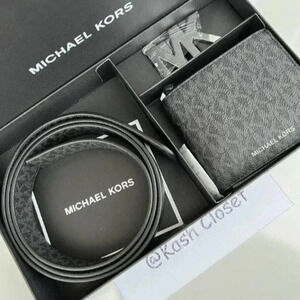 COPY - Michael Kors Mens Belt & Wallet Gift Set MK Signature Black